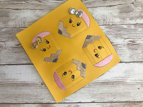 Pencils Embroidered Hair Bow Center