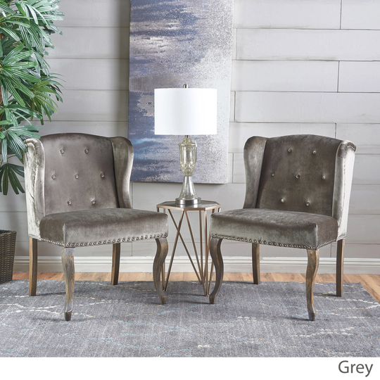Niclas Velvet Wingback Chair (Set of 2) by Christopher Knight Home