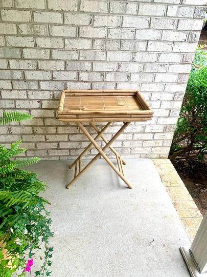 Vintage Bamboo Folding Tray Table | Bohemian Side Night Stand End