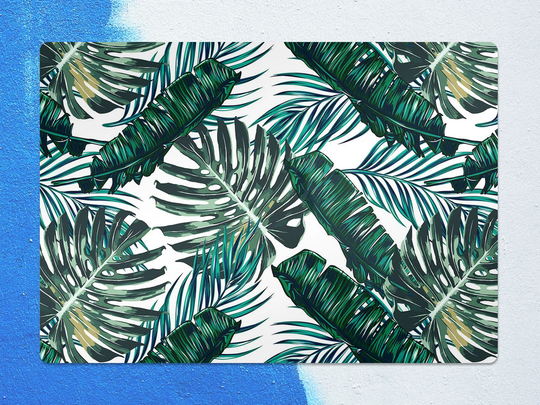 Big Monstera Chair Mat, Green Vinyl Floor White Protective Leaves Splat Flooring, Housewarming Gift