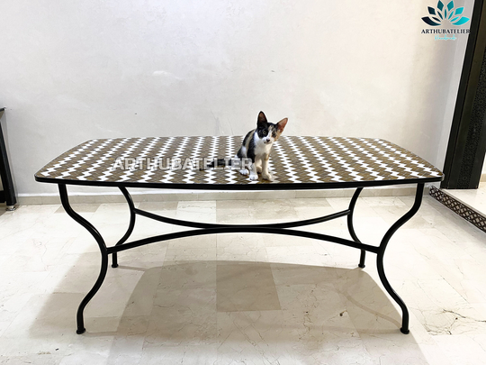 Mosaic Table Brawn For Denning 100% Handmade, Tiles Mosaic Outdoor-Indoor