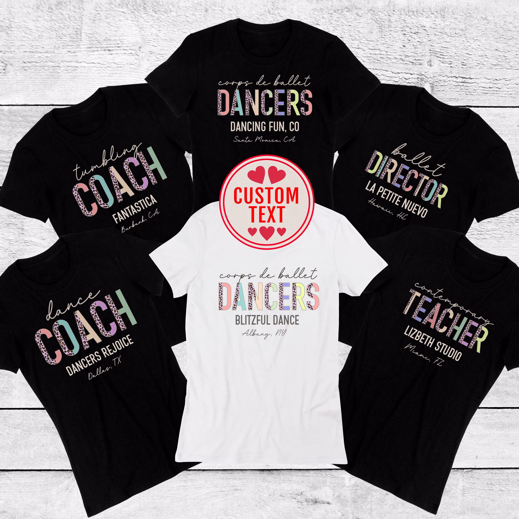 Custom Dance Teacher Gift, City Personalized Name Academy Team, School Staff Matching Shirts, Ballet Dancing Group Squad Match