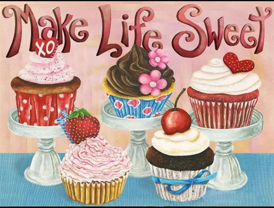 Us Seller. 40x30cm Sweet Bakery Cupcakes Diamond Painting Kit. Square Drills, Full Drills, Fast S&h