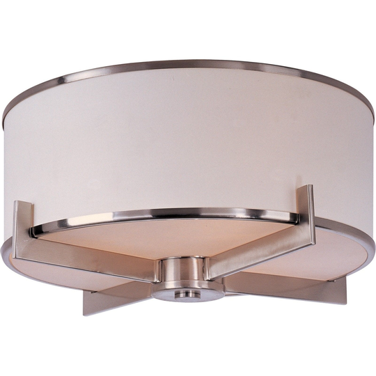 Maxim White Shade 3-light Nickel Nexus Flush Mount Light