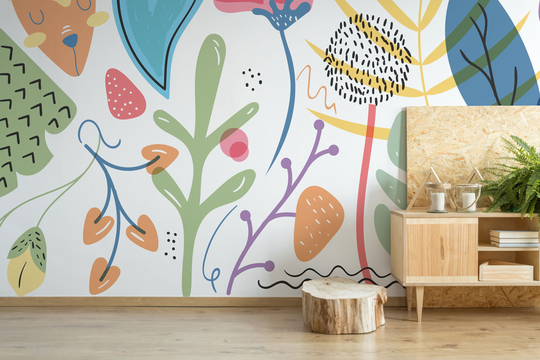 Kids Abstract Colorful Nature Vinyl Mural/Peel & Stick Wallpaper Colorful Photo