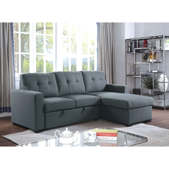 2 Piece Fabric Reversible Sleeper Sectional Sofa