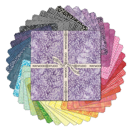 Color Therapy Batiks Rainbow Fabric Layer Cake 42 Precut Quilt Squares 10" X - 100% Cotton By Maywood Studios