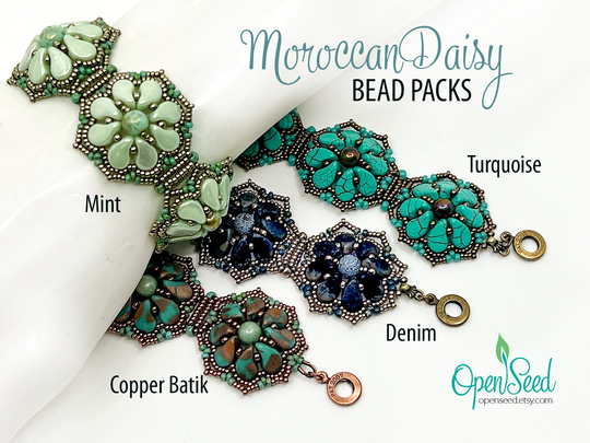 Moroccan Daisy Paisleyduo Beaded Bracelet Bead Packs, Tutorial Sold Separately