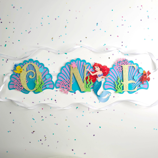 The Little Mermaid One Banner, High Chair One Banner, Ariel Birthday Decor, Mermaid Banner Decor, Princess Birthday