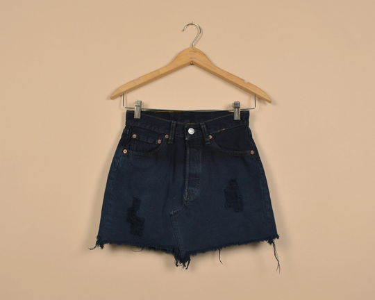 Levi's 501 Size 24 Button Fly Reworked Black Skirt