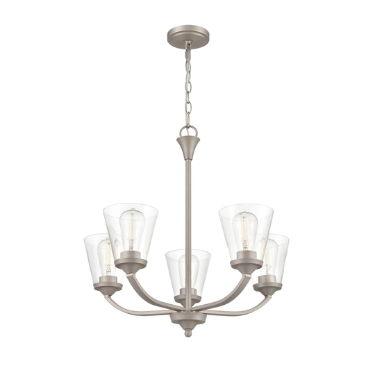 Millennium Lighting Josleen Chandelier Ceiling Light in Satin Nickel with Clear Glass Shades