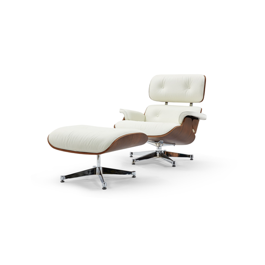 Pasargad Home Portofino Leather Lounge Chair with Ottoman - W33.46"XD31.49"XH32.67"