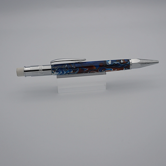 Mechanical Pencil, Handmade 2mm Pencil in Chrome & Copper Canyon Acrylic
