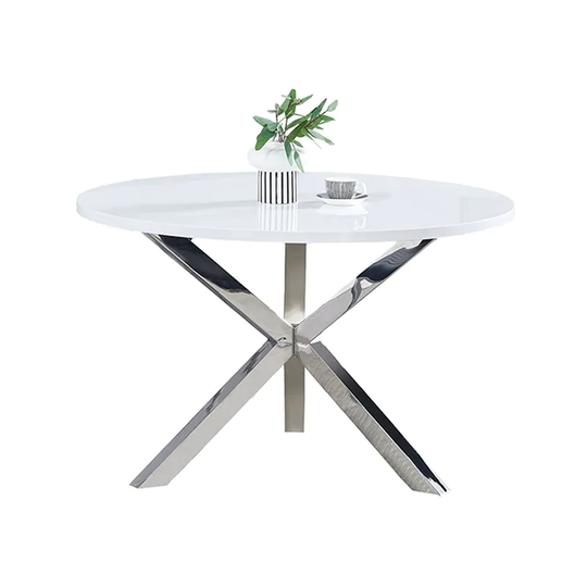 Best Master Furniture Grea White Lacquer Round Dining Table