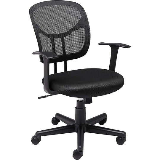 Mid-Back, Adjustable, Swivel Office Desk Chair with Armrests, Black