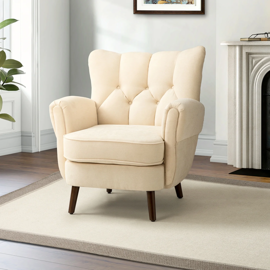 Gira Comfy Living Room Club Chair with Solid Wood Legs