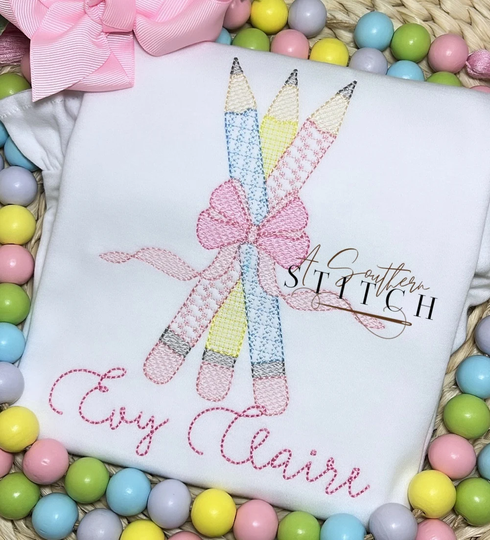 Back To School Pencils Trio Sketch | Monogrammed Shirt