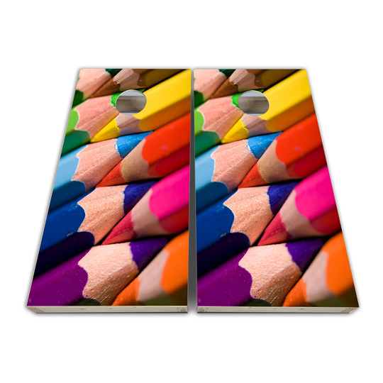 Art Colorful Pencils Cornhole Wraps - Skins Vinyl Wrap Laminated Set