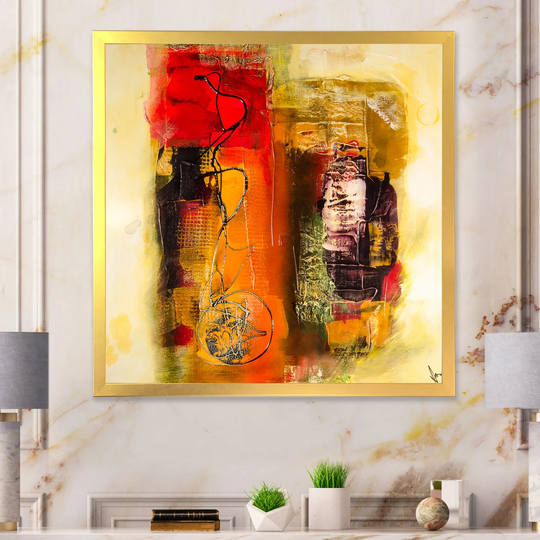 Designart 'Modern Energetic Color Dance VII' Modern Framed Art Print