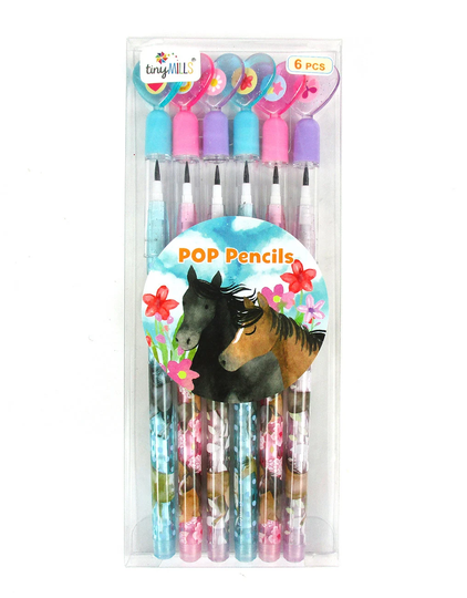 6 Pcs Horse & Pony Multi Point Pencils