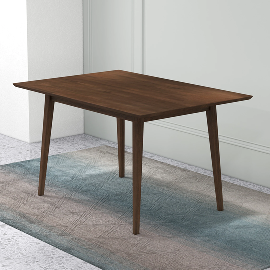 Alpina Mid Century Modern Solid Wood Rectangular 63-inch Dining Table in Brown