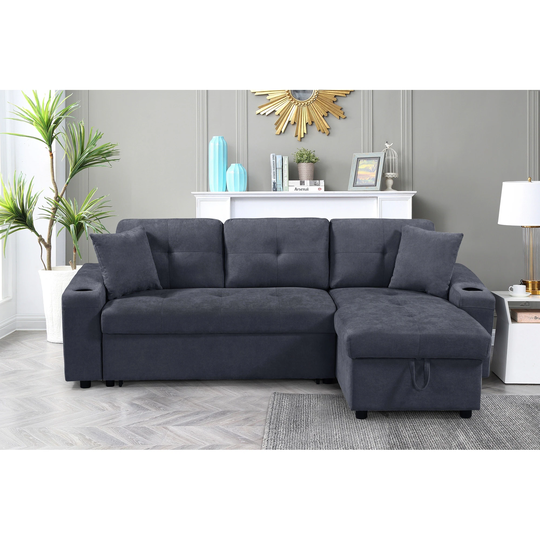 Modern Sectional Sofa With Pulled Out Bed And Storage
