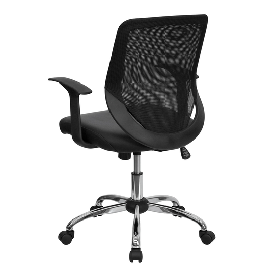 Mid-Back Mesh Tapered Back Swivel Task Office Chair with LeatherSoft Seat
