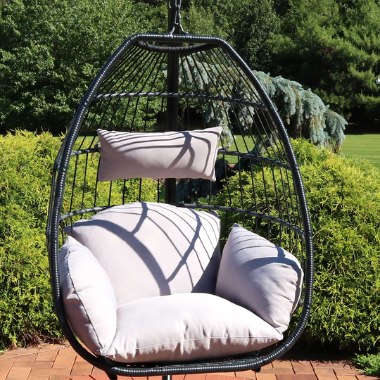 Sunnydaze Oliver Hanging Egg Chair with Seat Cushions - 48-Inch - Chair Only