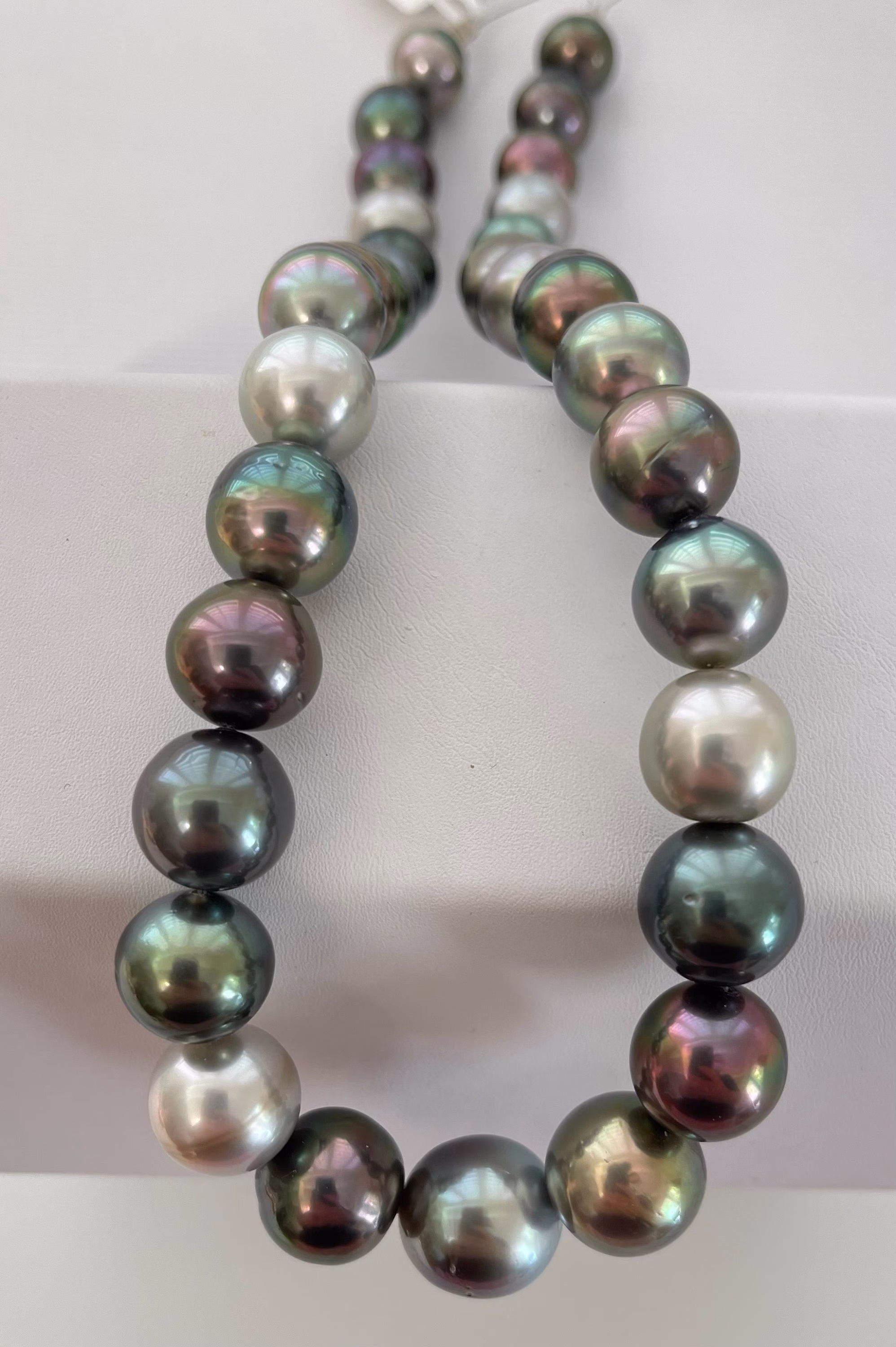 Lustrous, Rich Natural Multi Color Tahitian Cultured Pearls 12-14mm, 20" Strand