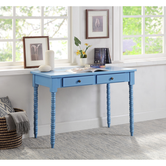 Console Table in Blue Finish KD Rectangular Table Top Storage English Dovetail Front,Console Table,End Tables
