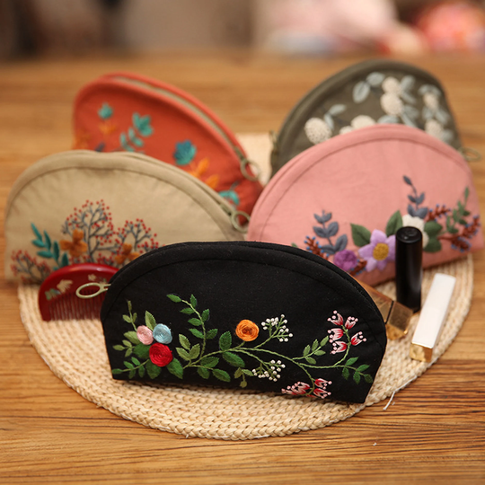 Diy Embroidery Kit Beginner, Embroidery Cosmetic Bag, Zipper Canvas Bag Pattern, Purse Embroidery Kit Cross Stitch, Gift For Her