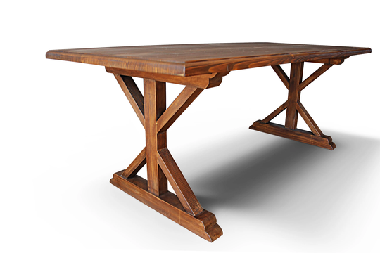 Farmhouse Dining Table, Vintage Trestle Dine Rustic Solid Wood