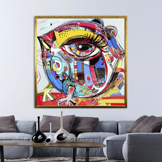 Colorful Eye Abstract Art, Canvas Print, Wall Graffiti Decor, Luxury Framed Decor