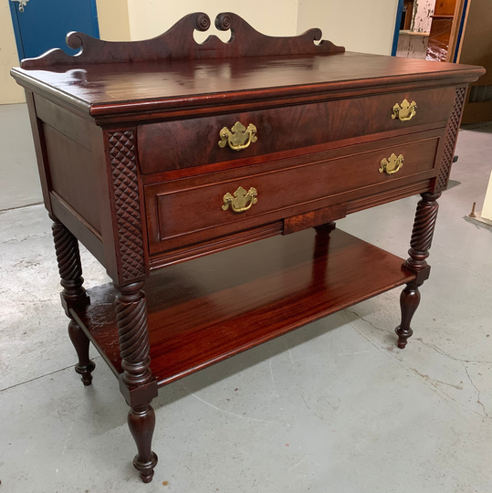 Antique Federal Mahogany Two Dovetail Drawer Sideboard Server 36.5H42W20D Shipping Is Not Free