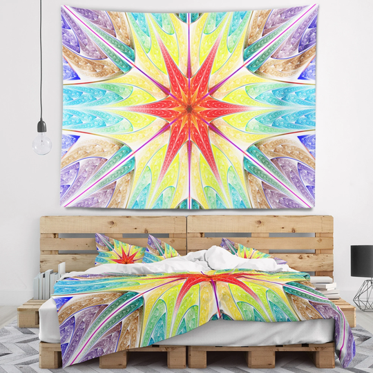 Designart 'Beautiful Colorful Stained Glass' Abstract Wall Tapestry