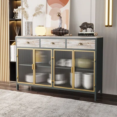 Gerline 47.6" Wide 3 Drawer Iron Sideboard