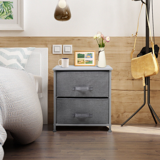 17.72 in. W x 19.69 in. H Gray Pull-Out Non-Woven 2-Drawer Storage