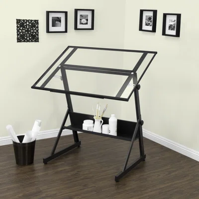 Cranford Height Adjustable Glass Drafting Table