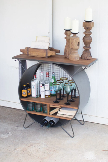 Metal Accent Table With Wine Console