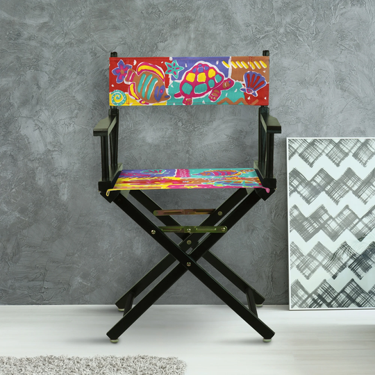 18" Director's Chair Black Frame-Passion Fish - 21.75"W x 17"D x 33.75"H