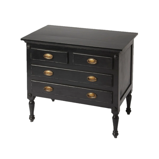 Offex Transitional Rectangular 4 Drawer Storage Chest - Black