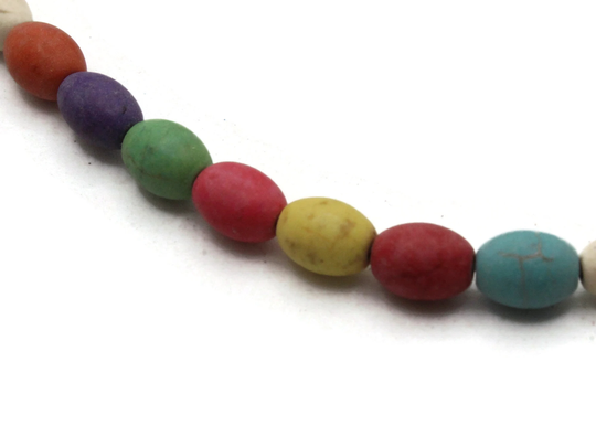 49 8mm Multi-Color Beads Oval Stone Howlite Synthetic Turquoise Dyed Full Strand Assorted Color Bead Jewelry Making