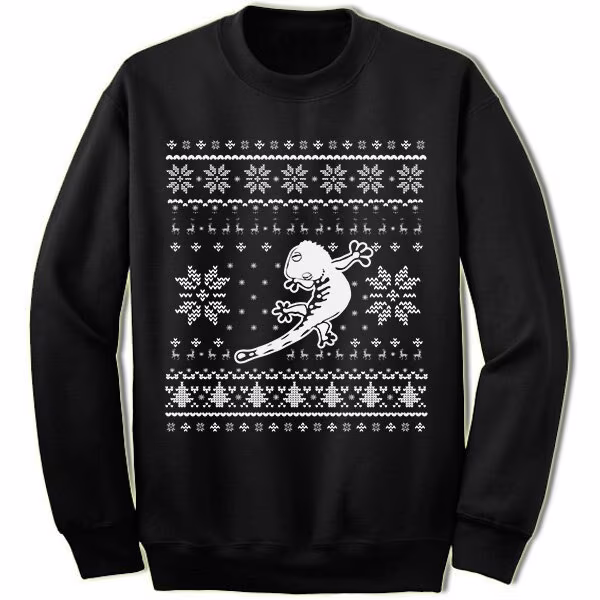 Crested Gecko Christmas Sweater Sweatshirt. Pet Ugly Xmas Sweater
