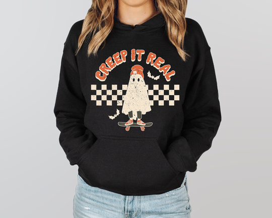 Retro Halloween Comfort Colors Sweatshirt & Hoodie, Creep It Real Shirt, Vintage Ghost Witch Fall Shirt