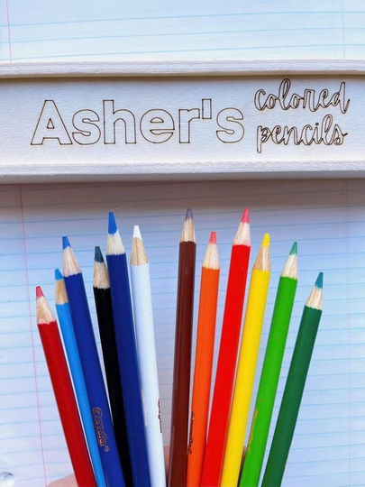 Personalized Colored Pencils With Wood Pencil Case | Back To School Artist Gift Supplies