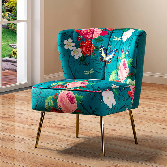 Modern Linen Fabric Lounge Chairs Living Room Accent Chairs & Thick Sponge Cushion Sofa Chairs with Metal Tapered Leg