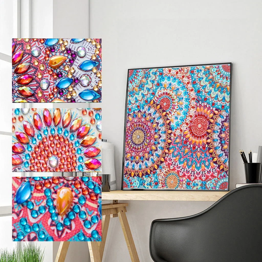 Mandala Flower Special Shape Rhinestone Diamond Painting, Diy 5D Painting Kit For Home Living Room Decoration