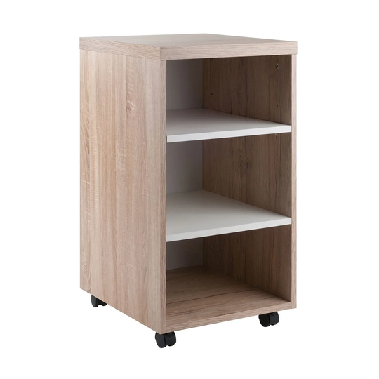 Kenner Mobile Storage Cart, 3 Shelves, Reclaimed Wood/White Finish - N/A