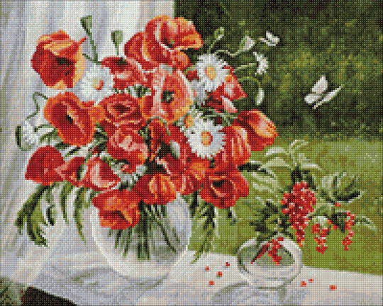 Poppies Flowers Diamond Painting Set By Crafting Spark. Cs2621 Art Kit. Large Kit