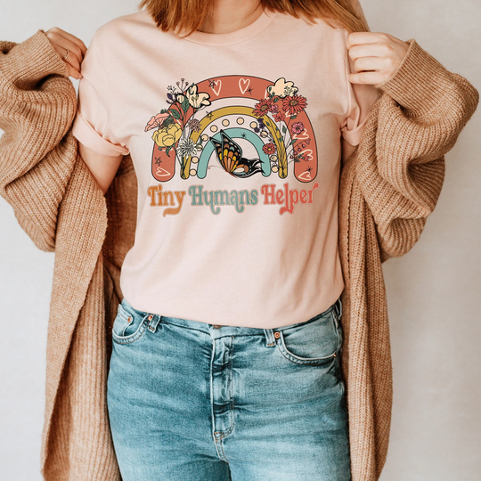 Tiny Humans Helper Shirt Cute Boho Nurse Peds Labor & Delivery Pediatrician Office Hospital, L&d Neonatal Gift Tee